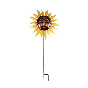 72 Inch Sun Face Metal Kinetic Wind Spinner Garden Stake Lawn Art
